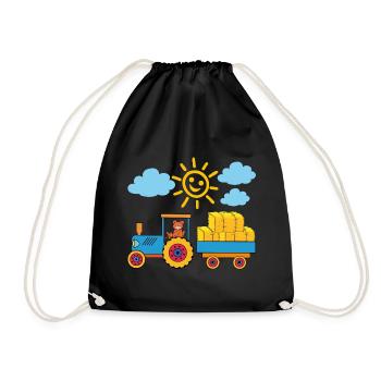 Teddy transporte des balles de foin avec le tracteur - Sac de sport léger - noir - Devant