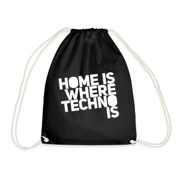 Home is where techno is Club DJ Berlin - Drawstring Bag - black - Front