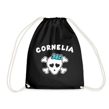 Piratin Cornelia Design für Mädchen und Frauen - Turnbeutel - Schwarz - Vorne