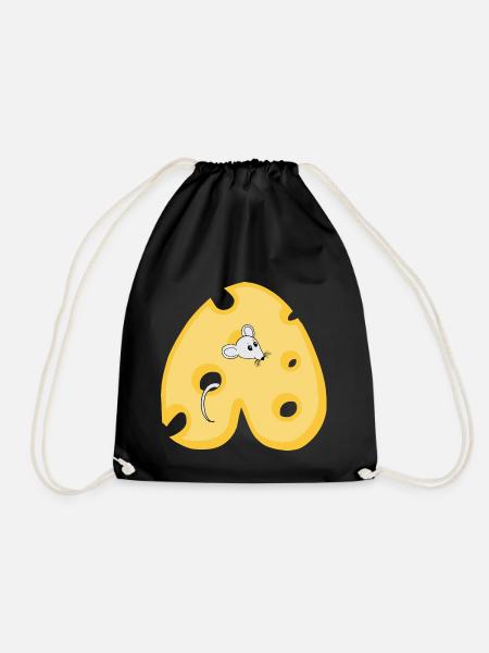 Cheese A - Drawstring Bag - black