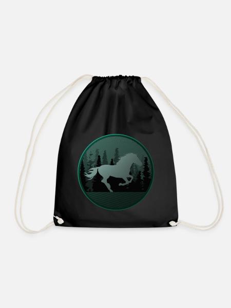 Horse horses riding equestrian pony western shirt - Drawstring Bag - black