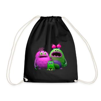 Monster Familie - Turnbeutel - Schwarz - Vorne