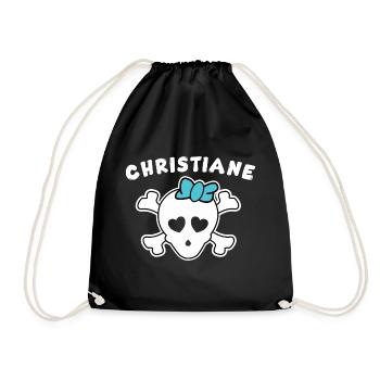 Piratin Christiane Design für Mädchen und Frauen - Turnbeutel - Schwarz - Vorne