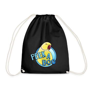 yellow collared parakeet "Peek-a-boo" - Drawstring Bag - black - Front