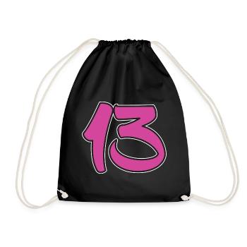 Number 13 years old year show proudly his girl - Drawstring Bag - black - Front