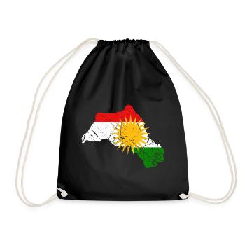 Kurdistan Flagge - Turnbeutel - Schwarz - Vorne