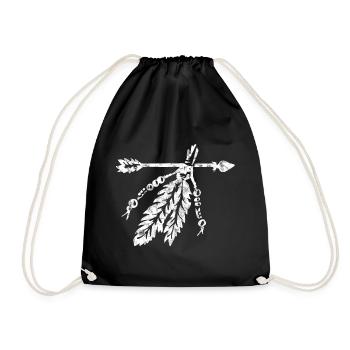 Flèche avec plumes, symbole indien, protection et force - Sac de sport léger - noir - Devant