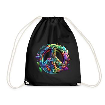 Peace Symbol, Peace Sign, Peace, Freedom - Drawstring Bag - black - Front