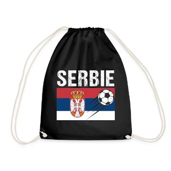 Serbian Flag Serbian Football Gift - Drawstring Bag - black - Front