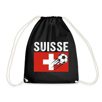 Schweiz Flagge Geschenk Schweizer Fussball Fussball - Turnbeutel - Schwarz - Vorne