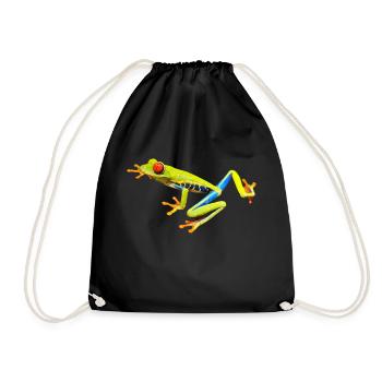 red eye frog frog - Drawstring Bag - black - Front