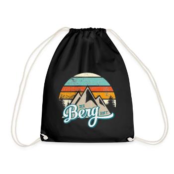 The Mountain Calls * Retro Sayings Mountains Say Berch - Drawstring Bag - black - Front