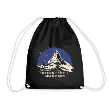 Matterhorn Souvenir Wandern Zermatt Andenken - Turnbeutel - Schwarz - Vorne