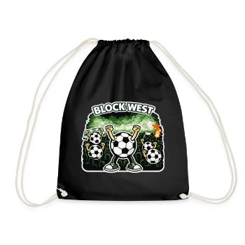 Block West | Football Fan Shirt – Curve & Stadium - Drawstring Bag - black - Front