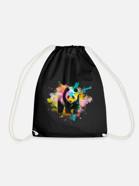 Panda T-Shirt - Geschenk - Geburtstag - Turnbeutel - Schwarz