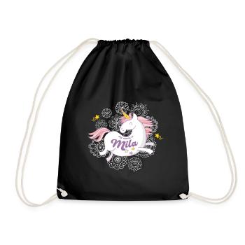 Vorname Mila Einhorn Geschenk - Turnbeutel - Schwarz - Vorne