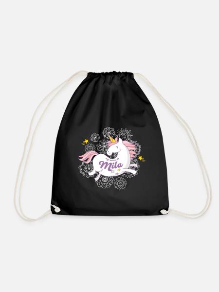 Vorname Mila Einhorn Geschenk - Turnbeutel - Schwarz