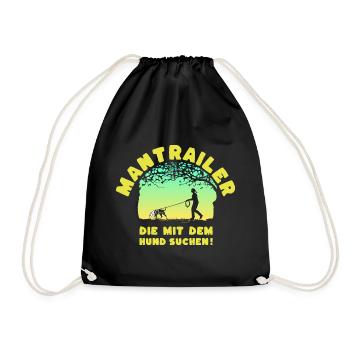 Mantrailer - looking for with the dog Mrs. Stafford - Drawstring Bag - black - Front