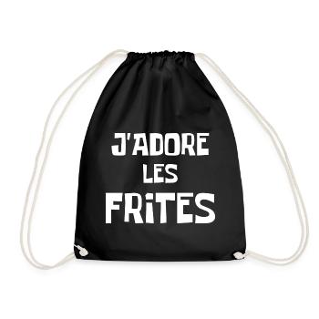 T-shirt Humour j'adore les frites - Sac de sport léger - noir - Devant