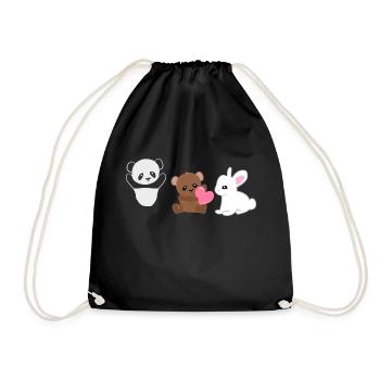 panda hase tier bär - Turnbeutel - Schwarz - Vorne