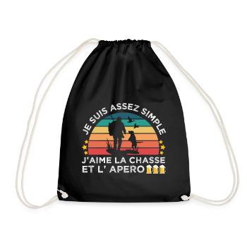 Chasse et apéro humour chasseur cadeau chasse cool - Sac de sport léger - noir - Devant