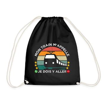 Mon train m' appelle humour cheminot cadeau rétro - Sac de sport léger - noir - Devant