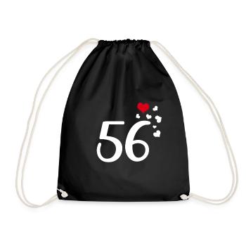 56th birthday anniversary hearts 56 - Drawstring Bag - black - Front