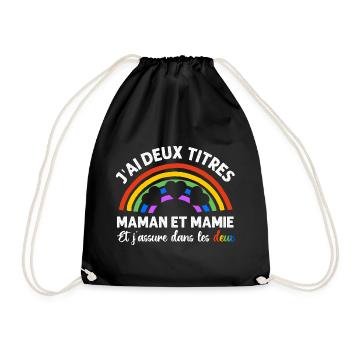 J'ai deux titres maman et mamie cadeau mère - Sac de sport léger - noir - Devant