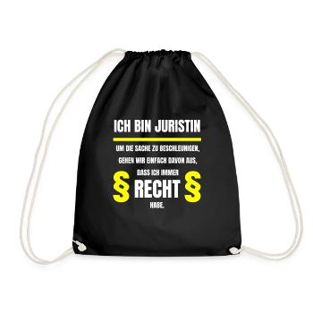 Juristin Anwältin Spruch Jura Referendariat Humor - Turnbeutel - Schwarz - Vorne