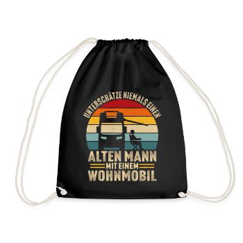 Alten Mann mit einem Wohnmobil - Turnbeutel - Schwarz - Vorne