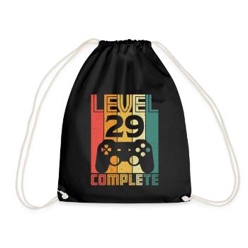 29th Birthday Gamer Level 29 Complete 29 years - Drawstring Bag - black - Front