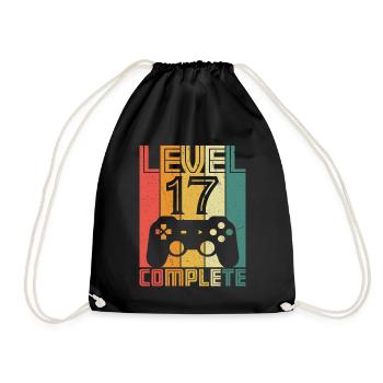 17. Geburtstag Gamer Level 17 Complete 17 Jahre - Turnbeutel - Schwarz - Vorne