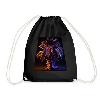 Futuristic palm tree in black light - Drawstring Bag - black - Front