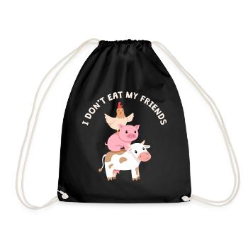Pig Cow Friends Design für Veganer - Turnbeutel - Schwarz - Vorne