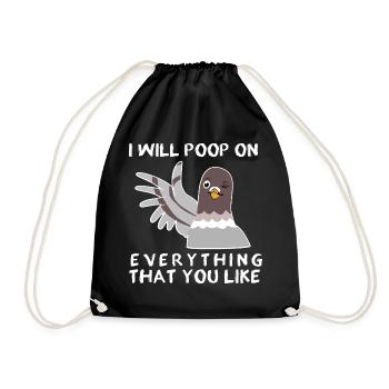 Fun pigeon droppings design for pigeon lovers - Drawstring Bag - black - Front