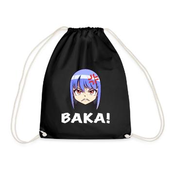 Visage d’anime en colère Emoji Baka ! - Chemise d’anime - Sac de sport léger - noir - Devant