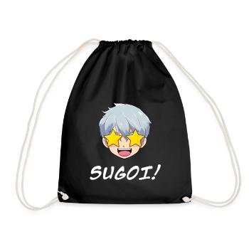 Visage d’anime étonné emoji sugoi ! - Chemise d’anime - Sac de sport léger - noir - Devant
