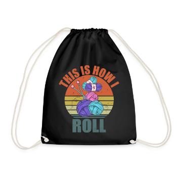 Knitting Crochet Knitting Needles Knitting Sayings - Drawstring Bag - black - Front