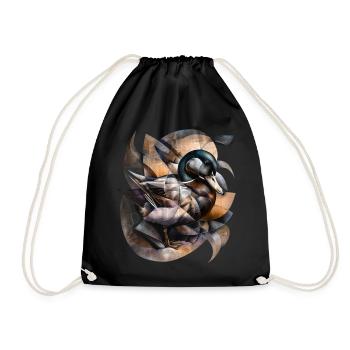 Elegant Duck / Abstract Motif / Hunter / Traditional Costume - Drawstring Bag - black - Front