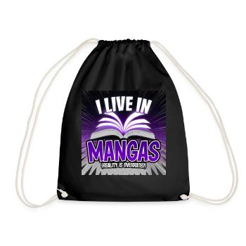 I Live in Mangas Reality is Overrated Otaku Manga - Turnbeutel - Schwarz - Vorne