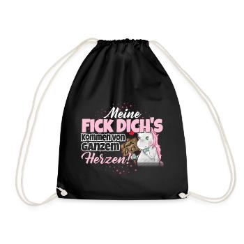 Einhorn - Fick Dich - Turnbeutel - Schwarz - Vorne