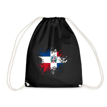 Dominican Republic flag paint splatter blob - Drawstring Bag - black - Front