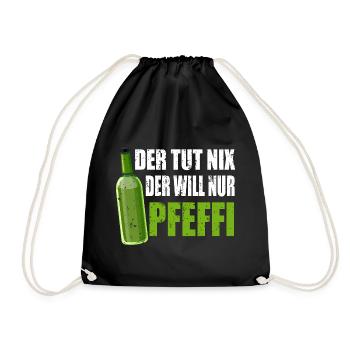 Pfeffi Pfefferminzlikör und Pfefferminzschnap - Turnbeutel - Schwarz - Vorne