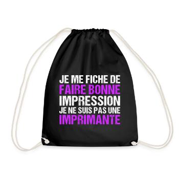Je me fiche de faire bonne impression humour - Sac de sport léger - noir - Devant