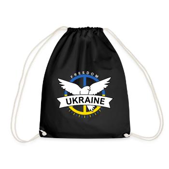 Ukraine Flag Peace Ukrainian Flag Peace - Drawstring Bag - black - Front