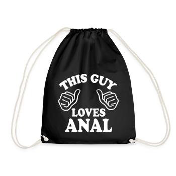 This guy loves anal - Drawstring Bag - black - Front
