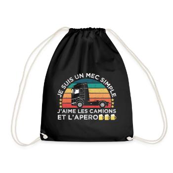 J' aime les camions et l' apéro humour routier - Sac de sport léger - noir - Devant