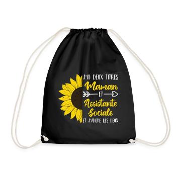 Je suis maman et assistante sociale fête des mères - Sac de sport léger - noir - Devant
