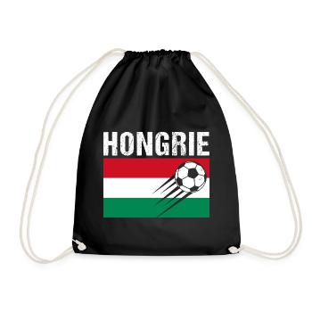 Hungary Flag Hungarian Football Gift - Drawstring Bag - black - Front