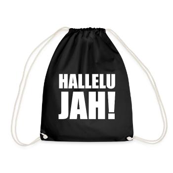Hallelu Jah weiss - Turnbeutel - Schwarz - Vorne